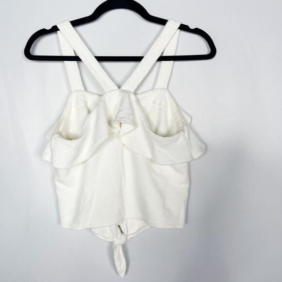 Madewell Texture & Thread Small White Ruffle Tie Front Tank Cotton Button Front - Picture 2 of 11